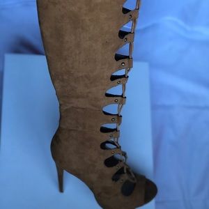 JustFab Whiskey Colored Heeled Boots